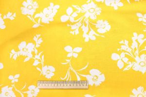 Штапель "Поплин" принт/цветы белые на желтом 3230-PY/D#9758-264/C#3 (EU4295)