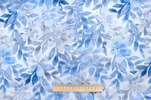 Шелк "Армани" принт/цветы серо-синие на белом 3542-PY/D#7/C#3